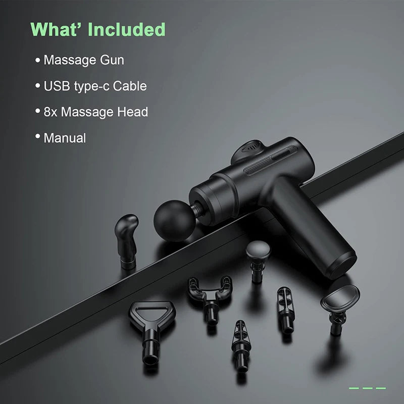 Elektrische Massagepistole, Tiefengewebe, Gesichtsmassagegerät, 8 Köpfe, Arme, Hinterbein, Muskelentspannung, für Körper, Rücken, Arm, Sport, Fitness