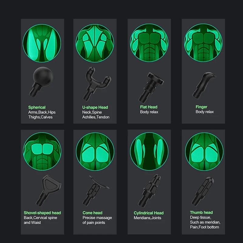 Elektrische Massagepistole, Tiefengewebe, Gesichtsmassagegerät, 8 Köpfe, Arme, Hinterbein, Muskelentspannung, für Körper, Rücken, Arm, Sport, Fitness